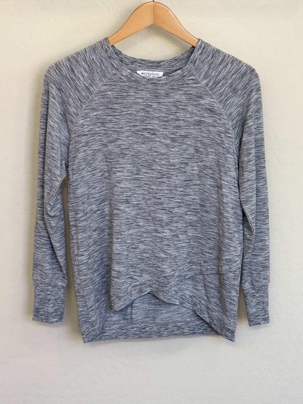 Workshop Republic Clothing Gray Marled Criss-Cross Hem Sweatshirt Top Size S